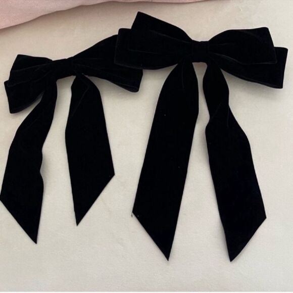 2 pcs Elegant Black Velvet Hair Bow - Picture 4 of 9